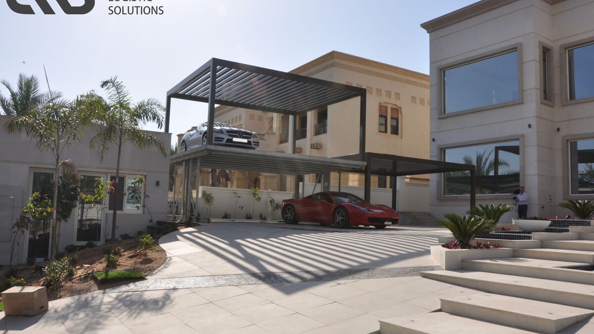 A parking system with cars parked on it