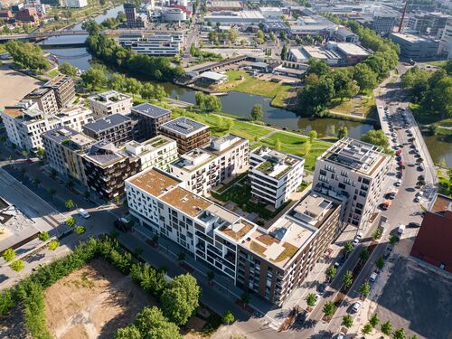 Aerial view of the entire Neckarbogen site in Heilbronn