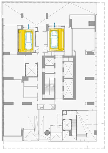 The graphic shows the building from above.