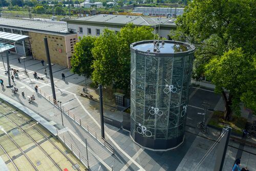 Aerial view of the Bikesafe at Heilbronn Central Station