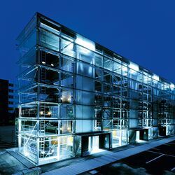 Exterior view of the Parksafe in the dark