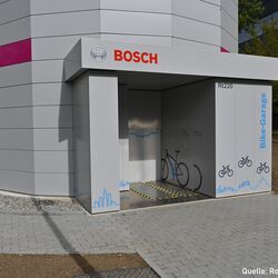 Photo of the entrance area to the bicycle parking system